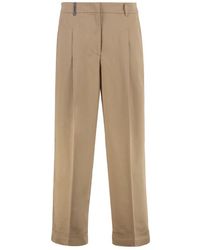 Peserico - Stretch-Baumwollhose Mit Elastischem Bund - Lyst