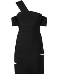 McQueen - Kleedjes ,Zwart ,Mini Jurk Met One-Shoulder En Cut-Out Detail - Lyst