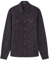 Versace - Zwarte Barok Jacquard Overhemd - Lyst