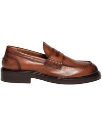 Elia Maurizi - Brauner penny loafer mit dreifacher ledersohle - Lyst