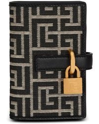 Balmain - Accessoires ,Zwart ,Katoen Pulse Monogram Jacquard Kaarthouder - Lyst