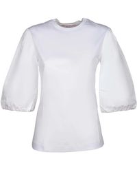 Max Mara - Blusa de algodón blanco con mangas de globo tebaide - Lyst