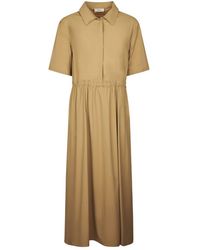 Herno - Kleedjes ,Bruin ,Nylon Jurk Met Trekkoord - Lyst
