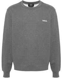 A.P.C. - Hoodies & Sweatvesten ,Grijs ,Katoen Logo Flocked Sweatshirt - Lyst