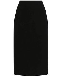 Dolce & Gabbana - Rokken ,Zwart ,Wol Double Wool Crêpe Midi Rok - Lyst