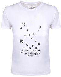 Maison Margiela - Weißes baumwoll-t-shirt mit logo-print - Lyst