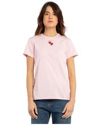 Pinko - Magliette con cuore ricamato e stampa del logo - Lyst