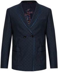 Etro - Jassen ,Blauw ,Wol Wollen Double-Breasted Blazer - Lyst