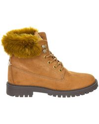 Guess - Round Toe Velvet Effect Flat Ankle Boots Fltmr4Sue10 - Lyst