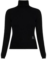 Burberry - Truien & Vesten ,Zwart ,Wol Turtleneck Met Logopatch - Lyst