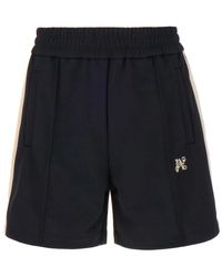 Palm Angels - Casual shorts,monogram trackshorts mit besticktem logo,schwarze bermuda-shorts aus polyester - Lyst