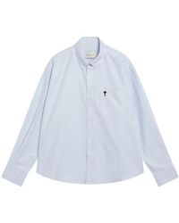 Ami Paris - Overhemden ,Blauw ,Katoen Quota Boxy Fit Shirt - Lyst
