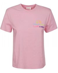 Mc2 Saint Barth - Emilie camiseta rosa de algodón bordada - Lyst
