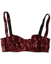 Dolce & Gabbana - Ondergoed ,Rood ,Nylon Dolce Gabbana Bikini Top Met Bloemenprint - Lyst