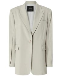 Pinko - Jassen ,Grijs ,Leer Grace Giacca Fluido - Lyst