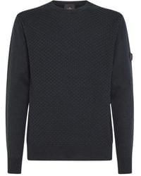 Peuterey - Truien & Vesten ,Blauw ,Katoen Trendy Ronde Hals Trui Met Afneembare Personalisatie - Lyst
