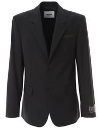 MSGM - Jassen ,Zwart ,Wol Klassieke Jas - Lyst