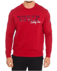 North Sails - Hoodies & Sweatvesten ,Rood ,Nylon Geribbelde Crew Neck Sweatshirt - Lyst