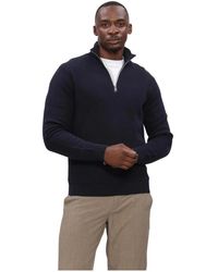 SELECTED - Truien & Vesten ,Blauw ,Katoen Slhdane Ls Knit Structure Half Zip Noos - Lyst