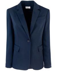 P.A.R.O.S.H. - Jassen ,Blauw ,Polyester Blauwe Klassieke Jas Met Één Knoop - Lyst
