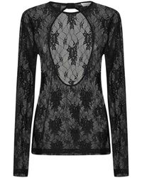 Nina Ricci - Zwarte Lange Mouw Top Met Open Rug - Lyst