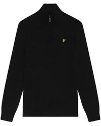 Lyle & Scott - Truien & Vesten ,Zwart ,Katoen Cotton Merino 1/4 Zip Jumper - Lyst
