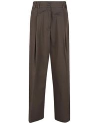 P.A.R.O.S.H. - P.A.R.O..H. ,Broeken ,Bruin ,Katoen Bruine Katoenen Wijde Pijp Broek - Lyst