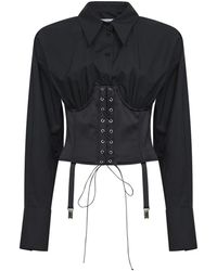 GIUSEPPE DI MORABITO - Overhemden ,Blauw ,Katoen Cropped Shirt - Lyst