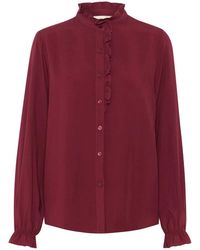 Cream - Overhemden ,Rood ,Elegante Cabernet Shirt Met Pofmouwen - Lyst