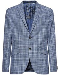 Etro - Jassen ,Blauw ,Katoen Blauwe Wollen Katoenen Jas - Lyst