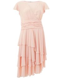 Lardini - Kleedjes ,Roze ,Roze Midi-Jurk Met Volants En V-Hals - Lyst