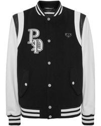 Philipp Plein - Jassen ,Zwart ,Wol College Bomber Jacket Patches - Lyst
