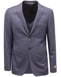 Canali - Jassen ,Blauw ,Wol Geruite Wollen Pak Made - Lyst