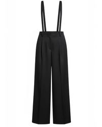 Dondup - Jumpsuits & Playsuits ,Zwart ,Wol Tecla Broek Met Wijde Pijpen - Lyst