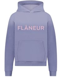 flâneur - Hoodies & Sweatvesten ,Paars ,Katoen Paarse Logo Hoodie Met Gewatteerde Voorkant - Lyst