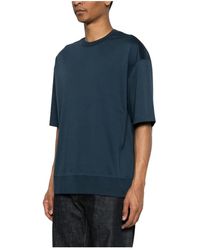 Calvin Klein - Tops ,Blauw ,Mercerized Interlock Cuff Crew - Lyst