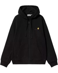 Carhartt - Hoodies & Sweatvesten ,Zwart ,Katoen Hooded American Script Jacket - Lyst