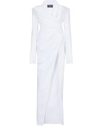 Balmain - Kleedjes ,Wit ,Katoen Jurk Met Bustier Van Popeline Met Lange Mouwen - Lyst