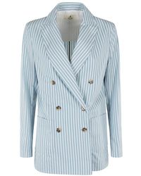 Myths - Türkis-Weißer Gestreifter Blazer - Lyst
