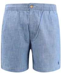 Ralph Lauren - Blaue shorts mit reißverschluss und logo - Lyst