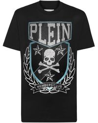 Philipp Plein - T-Shirt Rundhals Kurzarm Mit Patch Skull&Bones - Lyst