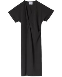 Moschino - Schwarzes kleid mit halbarm und v-ausschnitt - Lyst