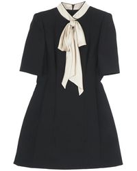 Valentino - Kleedjes ,Zwart ,Wol Wool And Silk Mini Dress - Lyst