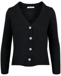 Gran Sasso - Truien & Vesten ,Zwart ,Wol Geribbelde Cardigan Met V-Hals - Lyst