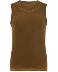Uma Wang - Tops ,Bruin ,Leer Geribbelde Viscose Tanktop - Lyst
