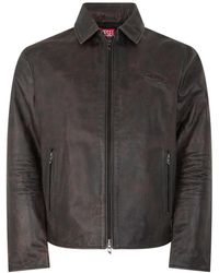 DIESEL - Jassen ,Bruin ,Leer-Amar-Wrd Leren Jas - Lyst
