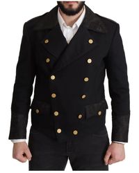 Dolce & Gabbana - Black button embellished cotton blend jacket - Lyst