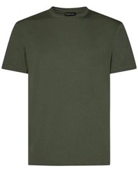 Tom Ford - T-shirt verde con logo ricamato sul collo - Lyst