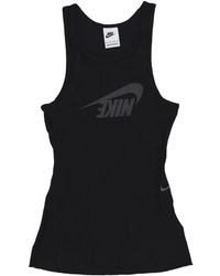 Nike - Fitness ,Zwart ,Katoen Rib Tanktop Voor Sportkleding - Lyst