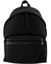 Saint Laurent - City Rucksack Aus Schwarzem Leder Und Nylon - Lyst